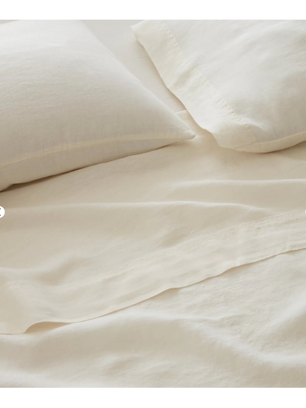 Garnet Hill Relaxed Organic Linen Solid King Ivory Sheet Set